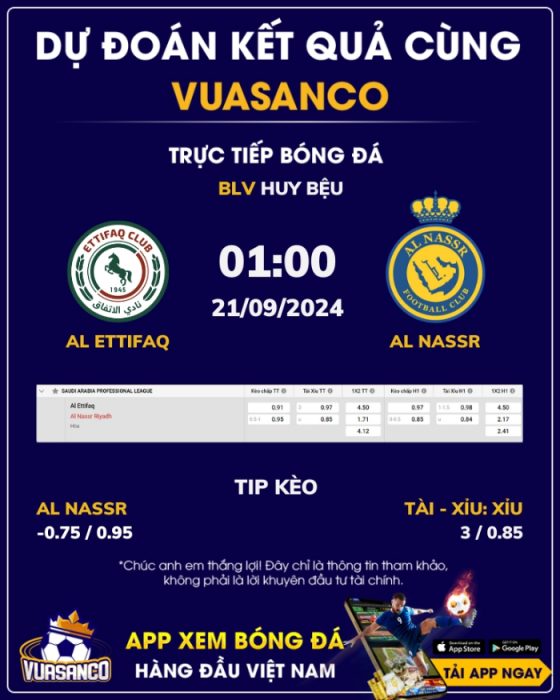 Soi kèo Al Ettifaq vs Al Nassr – 01h00 – 21/09 – VĐQG Ả Rập